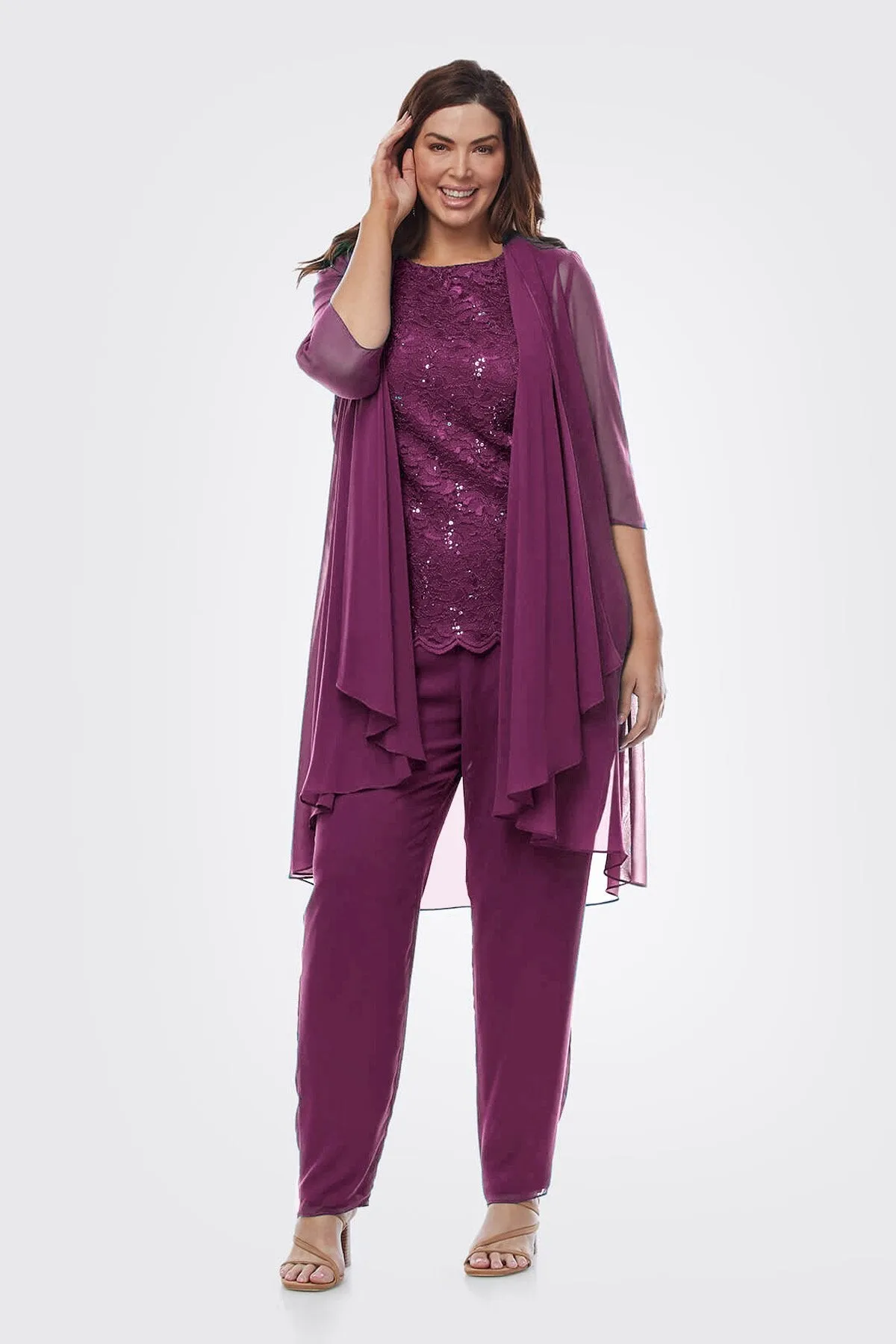 Layla Jones Pant Suit (Navy, Sapphire (teal) or Mulberry)