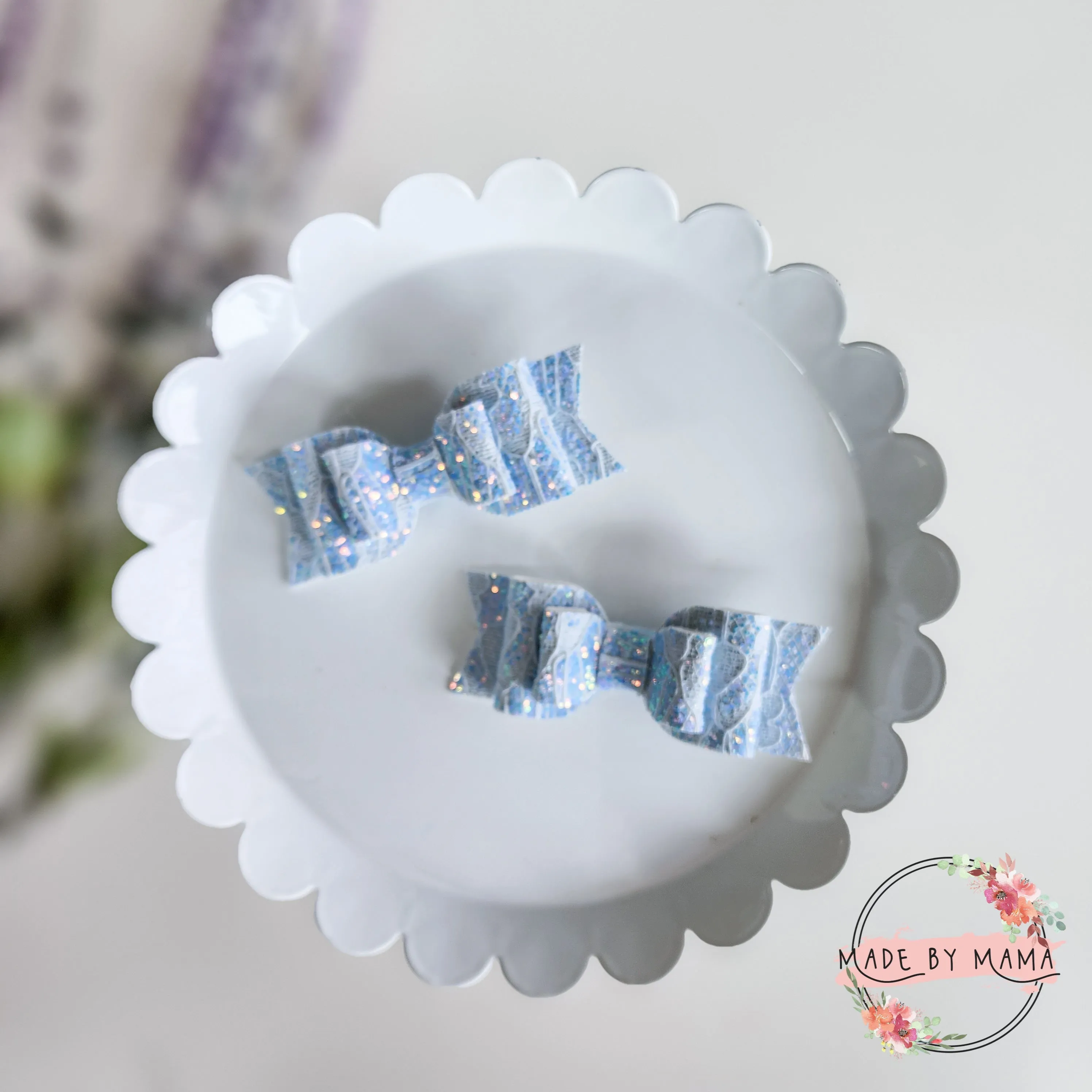 Light Blue Lace Bow
