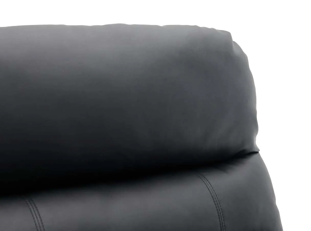 Lucas 3 Seater Faux Leather Recliner Sofa with right side facing chaise - Black