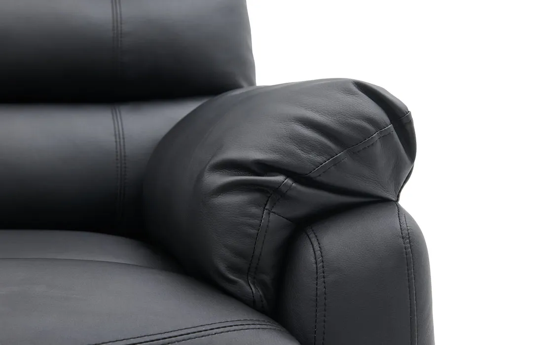 Lucas 3 Seater Faux Leather Recliner Sofa with right side facing chaise - Black