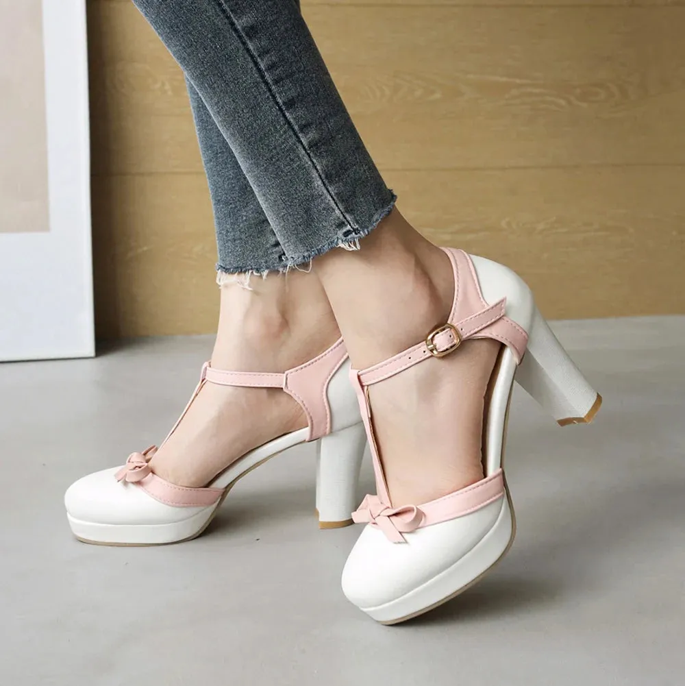 LUXE BOW T-STRAP HEELS