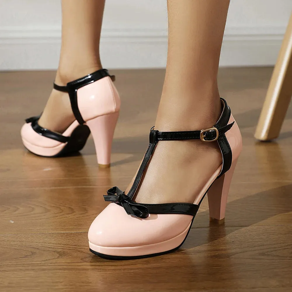 LUXE BOW T-STRAP HEELS