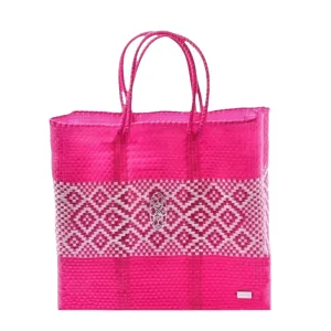 MEDIUM PINK AZTEC BAND TOTE BAG