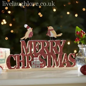'Merry Christmas' Fretwork Design With Festive Robins