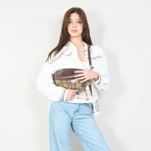 Metallic leather waist bag with zipper closure wholesale