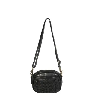 Modapelle - Vintage Cow Leather Cross Body Camera Bag | 7727BLACK