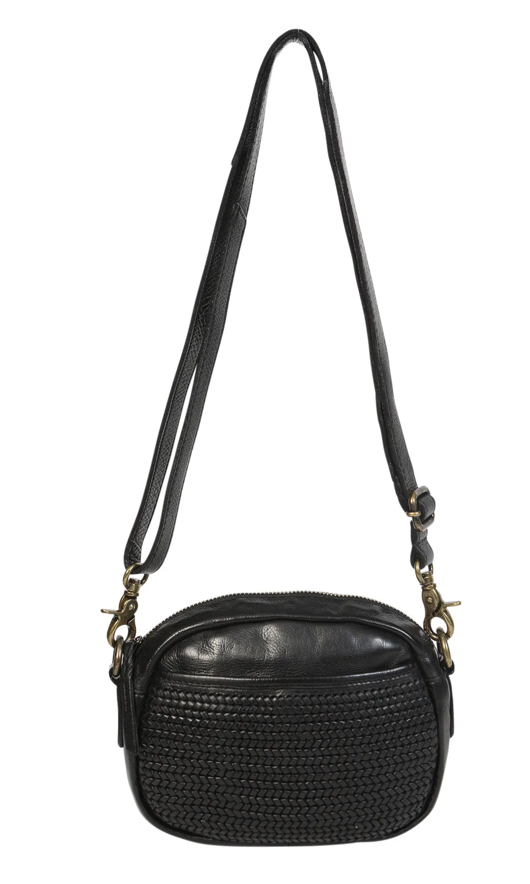 Modapelle - Vintage Cow Leather Cross Body Camera Bag | 7727BLACK