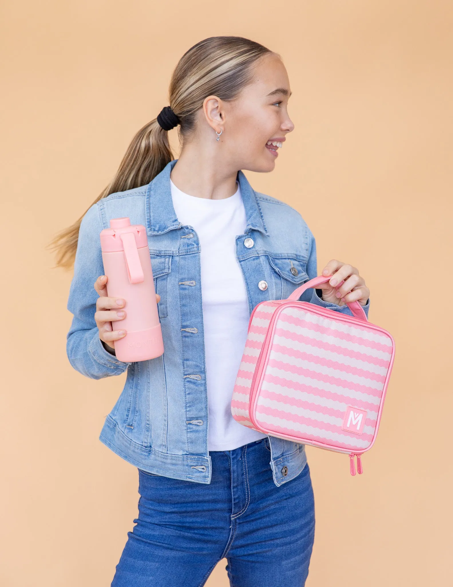 MontiiCo Medium Lunch Bag and Bottle Set - Ripple Camellia