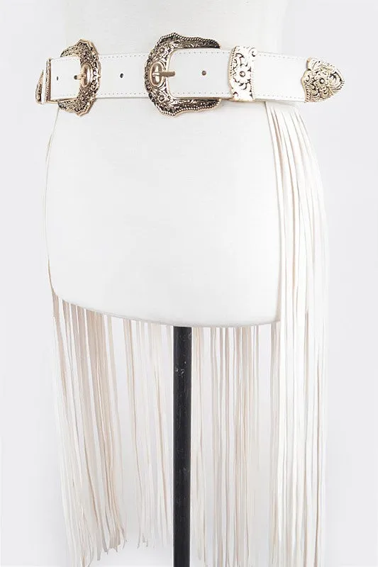 NEW!! Buckle Up Faux Leather Fringe Belt in 3 Colors!