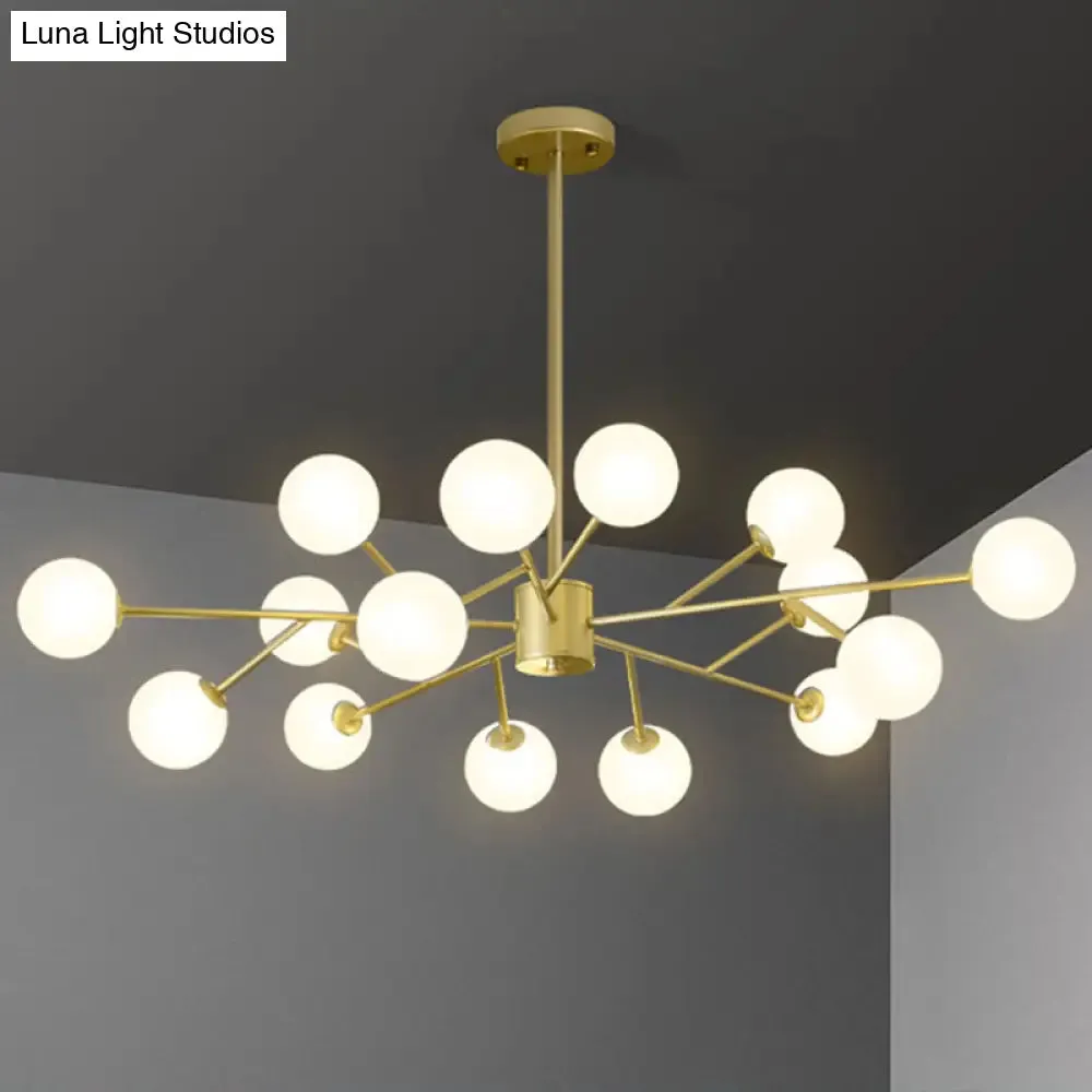 Nordic Branch Chandelier with Opal Glass Shade - Striking Pendant Light Fixture