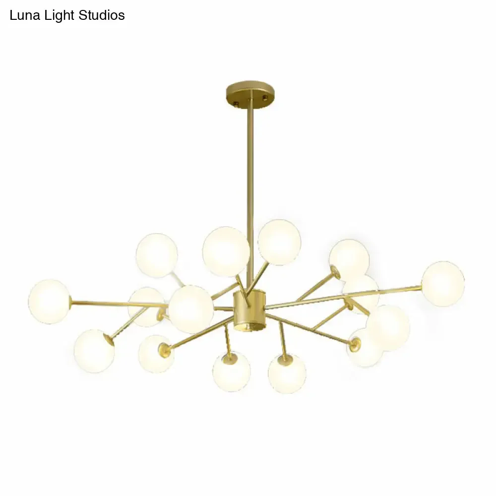Nordic Branch Chandelier with Opal Glass Shade - Striking Pendant Light Fixture