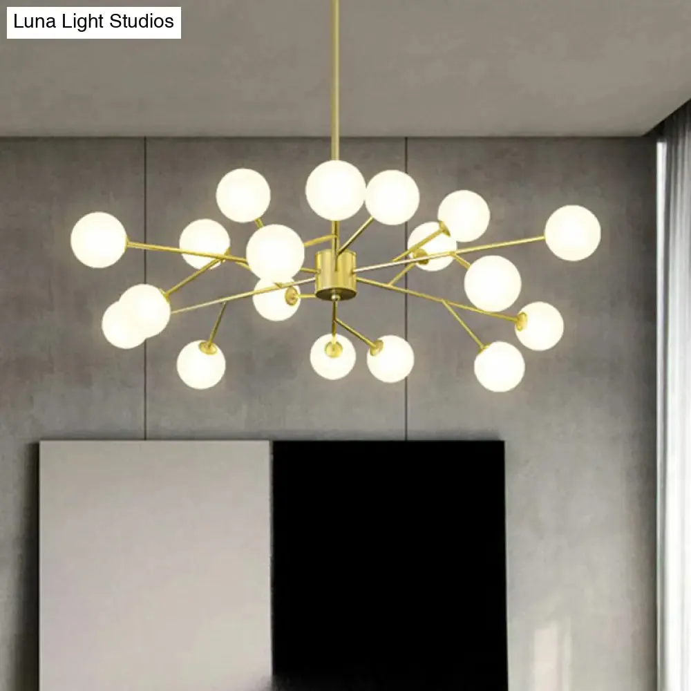 Nordic Branch Chandelier with Opal Glass Shade - Striking Pendant Light Fixture