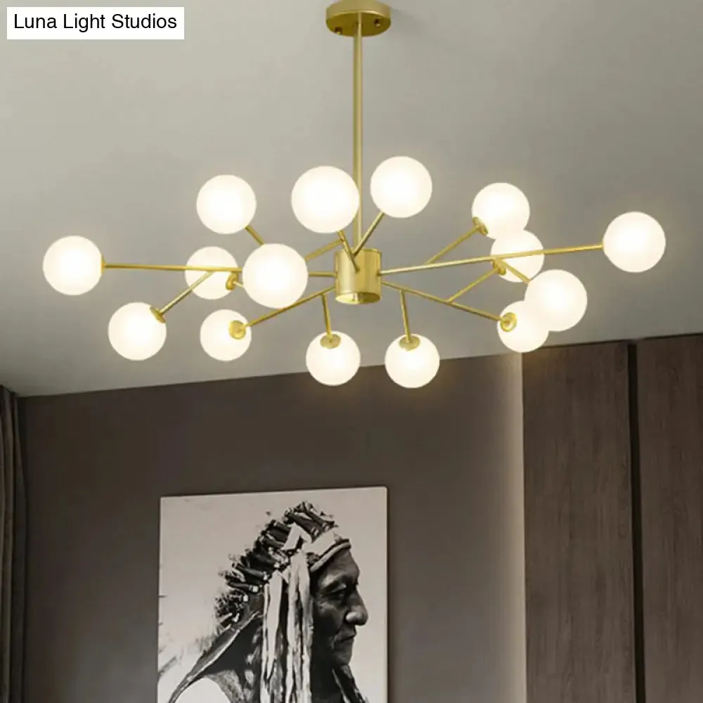 Nordic Branch Chandelier with Opal Glass Shade - Striking Pendant Light Fixture