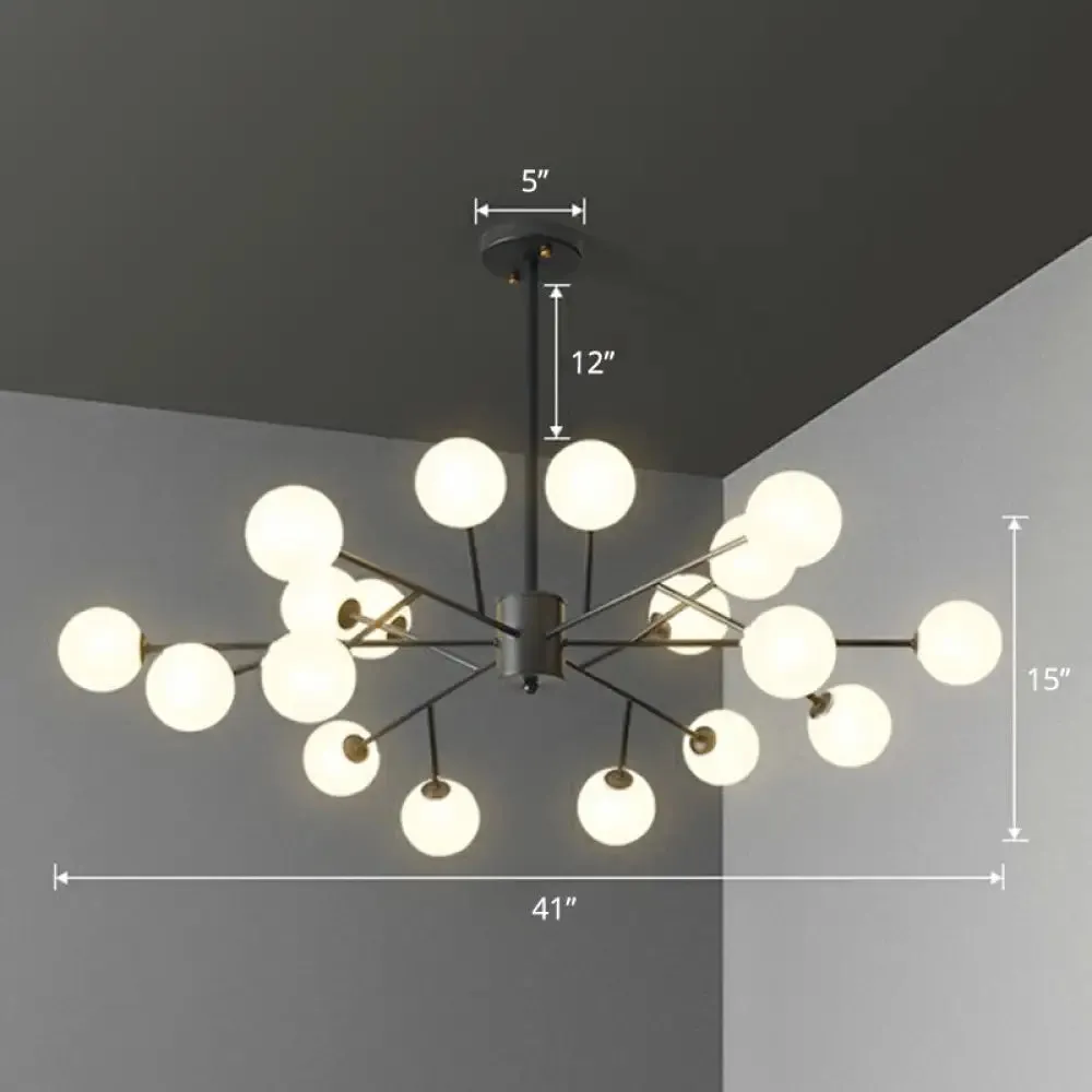 Nordic Branch Chandelier with Opal Glass Shade - Striking Pendant Light Fixture