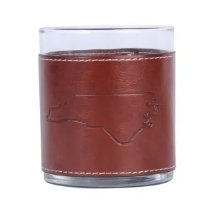North Carolina Faux Leather Rocks Glass