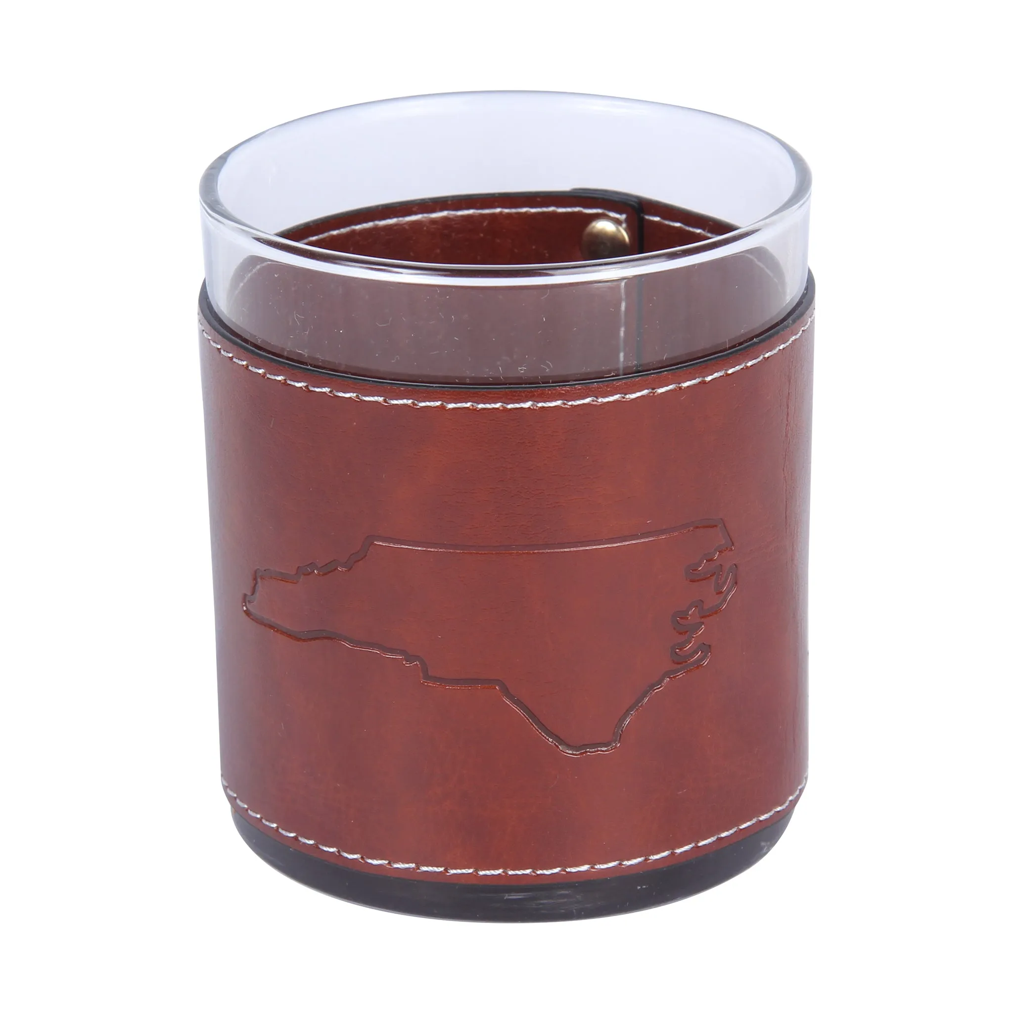 North Carolina Faux Leather Rocks Glass