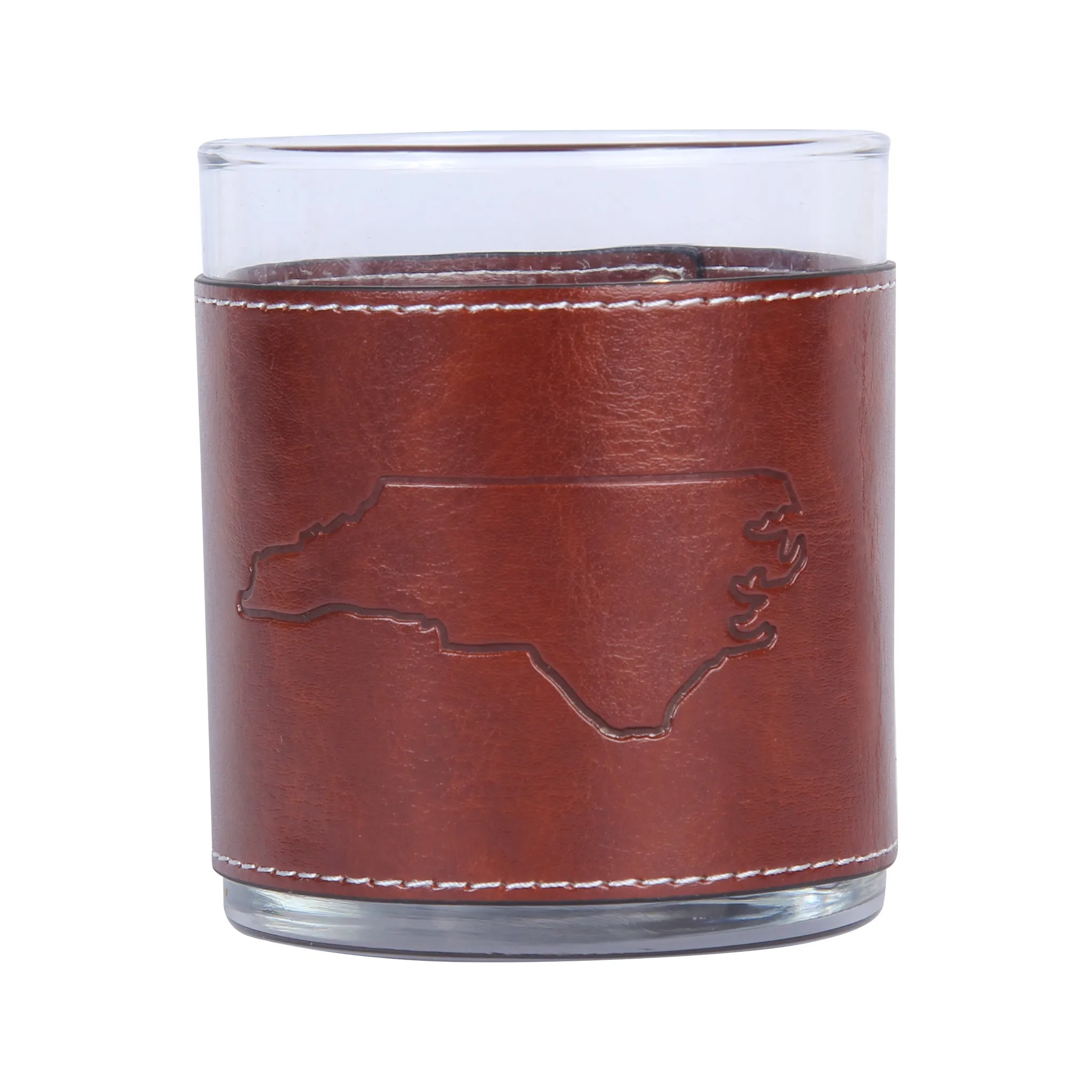 North Carolina Faux Leather Rocks Glass