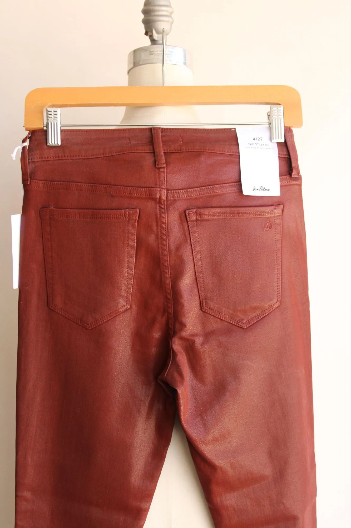 NWT Sam Edelman Skinny Ankle Jeans Stiletto  Faux Leather SZ 4/27 High Rise