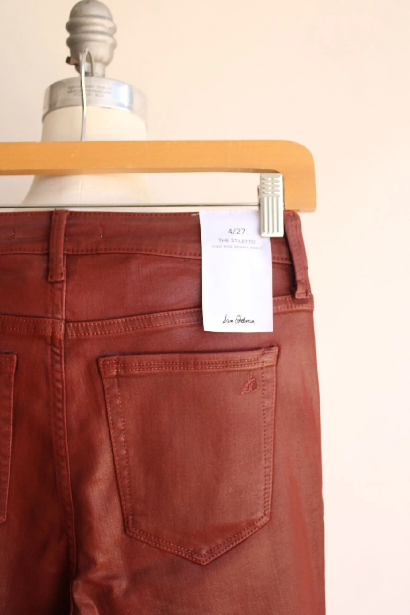 NWT Sam Edelman Skinny Ankle Jeans Stiletto  Faux Leather SZ 4/27 High Rise