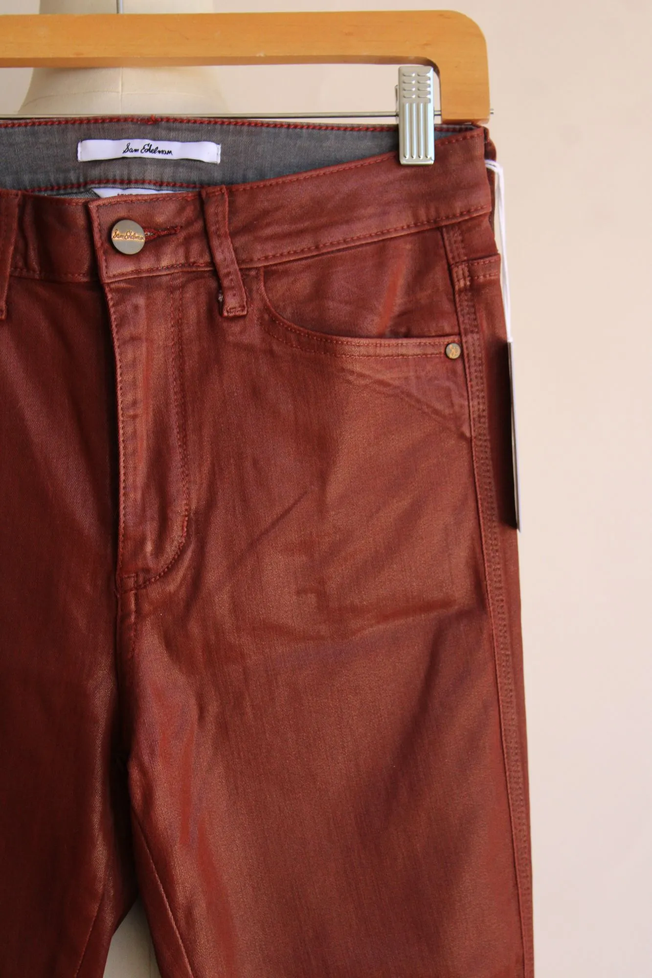 NWT Sam Edelman Skinny Ankle Jeans Stiletto  Faux Leather SZ 4/27 High Rise