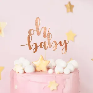 Oh Baby Rose Gold Cake Topper - 25cm