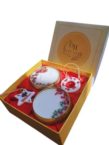 Opal Hues Scented Metal Urli Bowl Candle Set Gift Box (Rose)