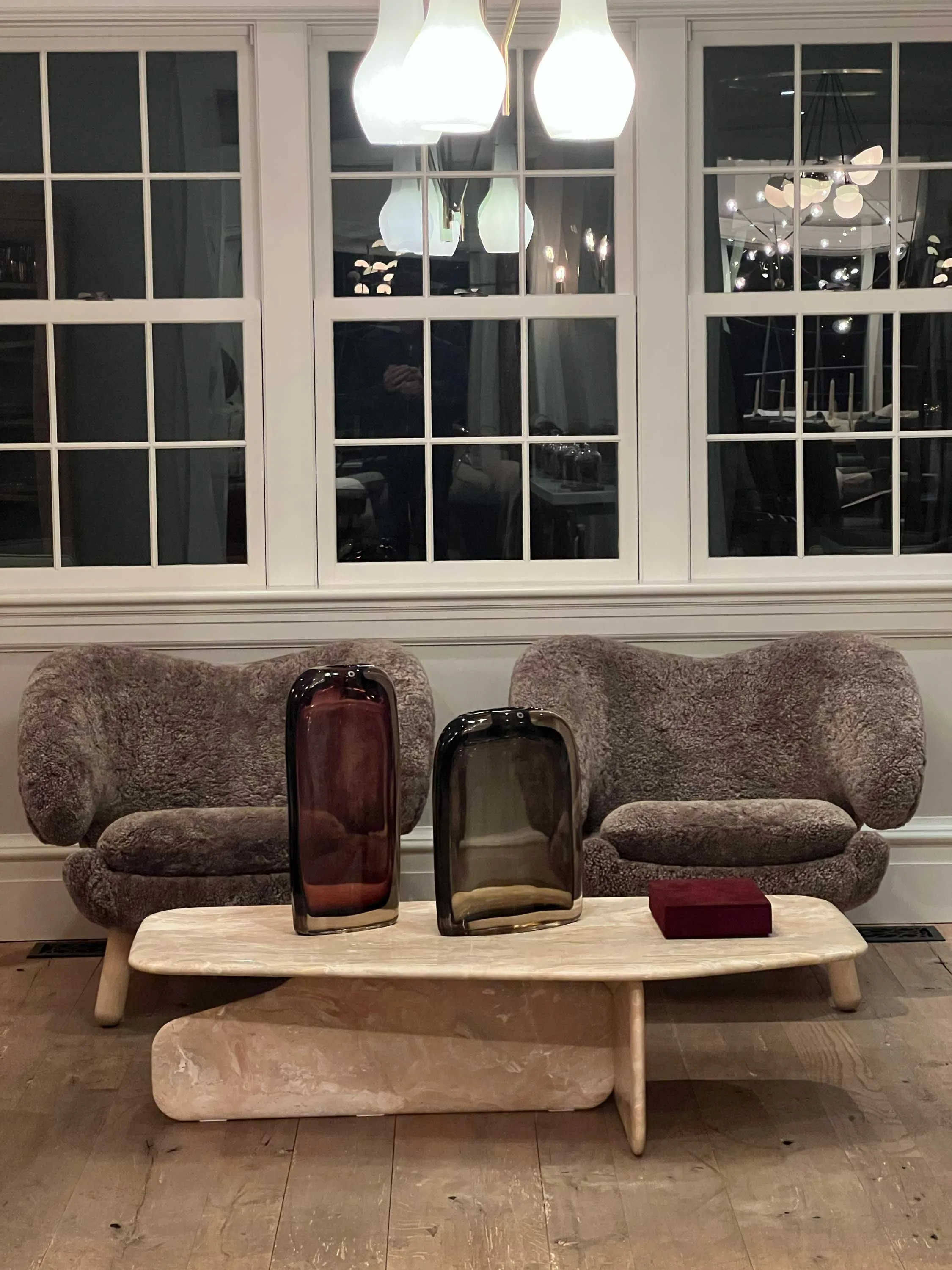 Pair Of Finn Juhl Pelican Chair in Sahara Sheepskin