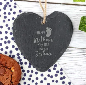 Personalised 'Happy 1st Mother's Day' Slate Heart Hanging Decoration