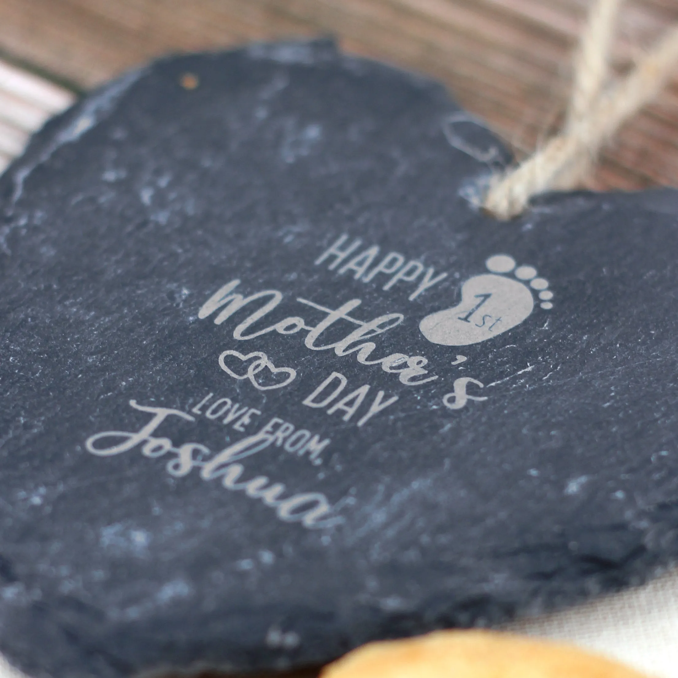 Personalised 'Happy 1st Mother's Day' Slate Heart Hanging Decoration