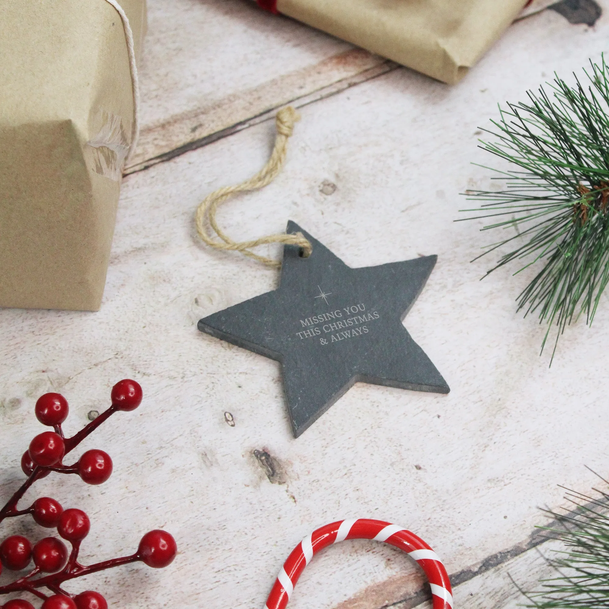 Personalised Slate Star Christmas Memorial Ornament