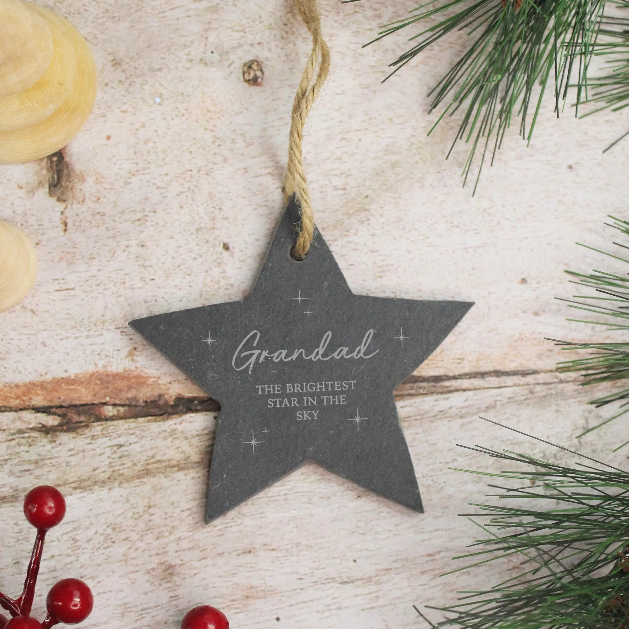 Personalised Slate Star Christmas Memorial Ornament