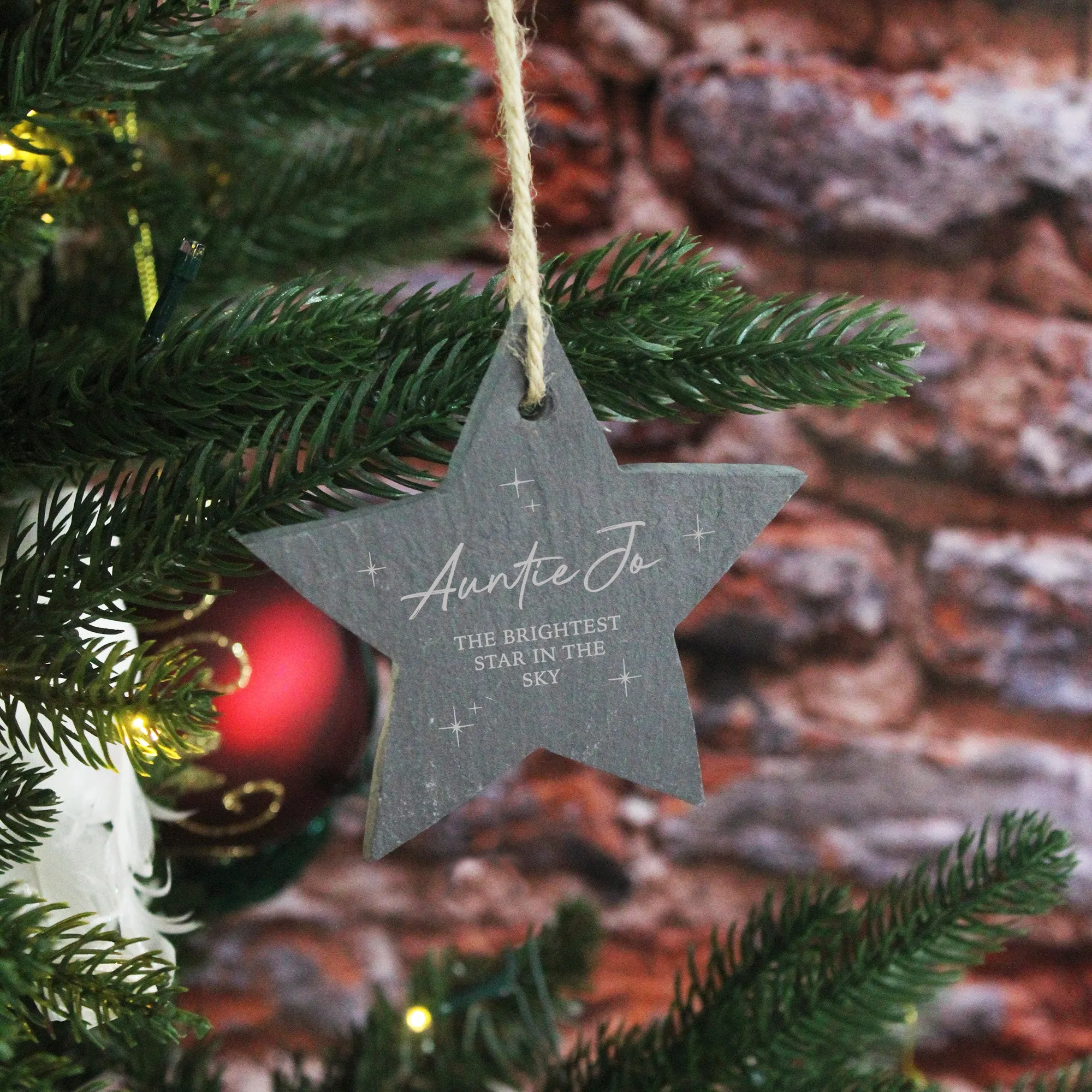 Personalised Slate Star Christmas Memorial Ornament