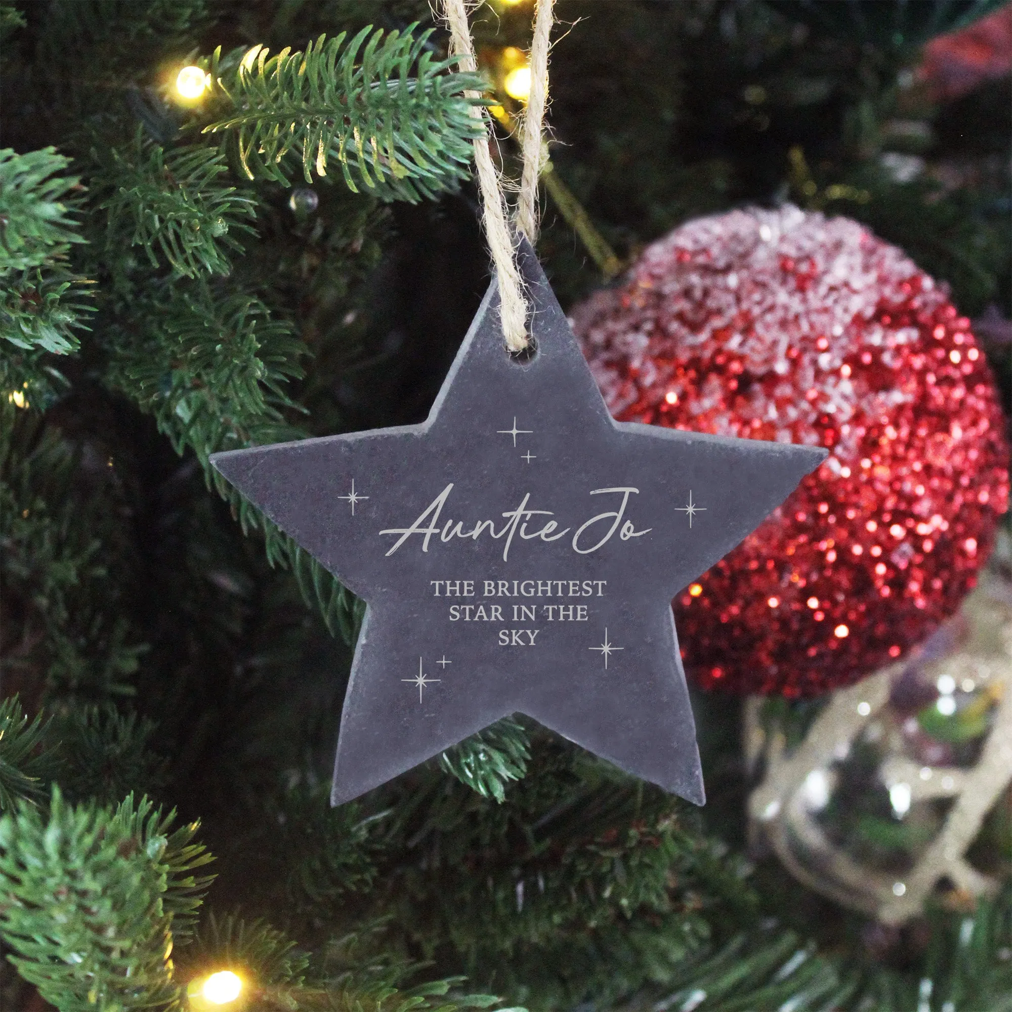 Personalised Slate Star Christmas Memorial Ornament
