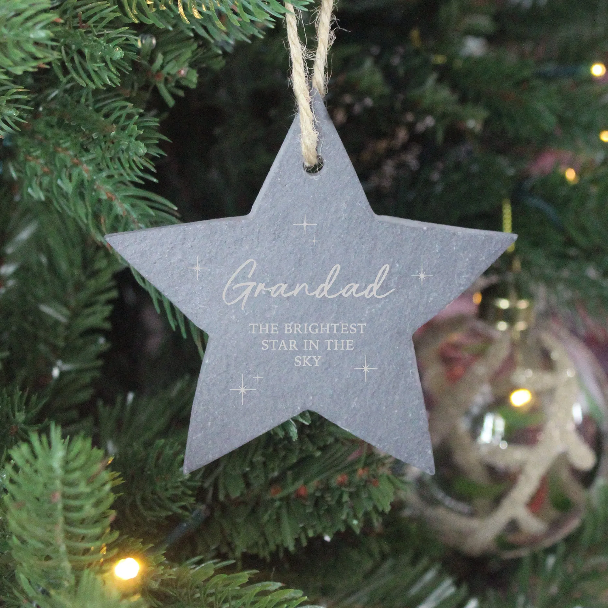Personalised Slate Star Christmas Memorial Ornament