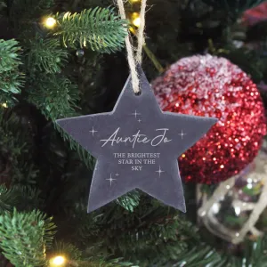 Personalised Slate Star Christmas Memorial Ornament