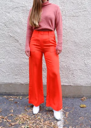 Phillip Lim Striking Orange 100% Silk Wide-Leg Trousers - 4