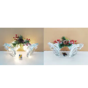 Plastic Rattan Double Bell with Cotton and Silver Glitter