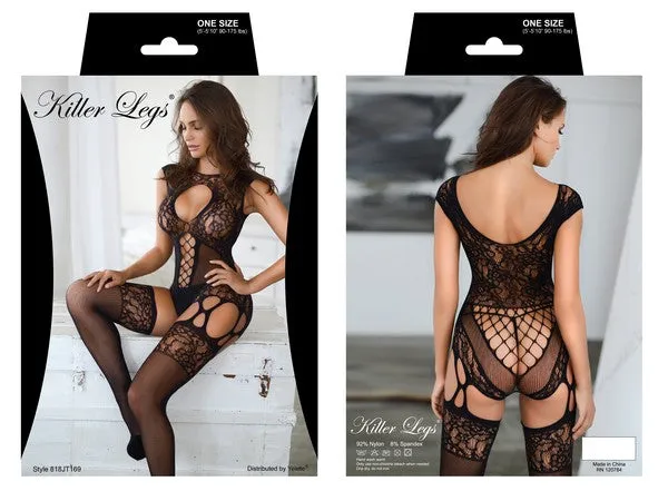 Plus Size Striking Lace Fishnet Bodysuit