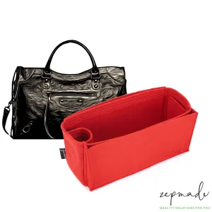 Purse Organizer Insert for Balenciaga Classic City Medium, Bag Organizer with Laptop Compartment and Single Bottle Holder