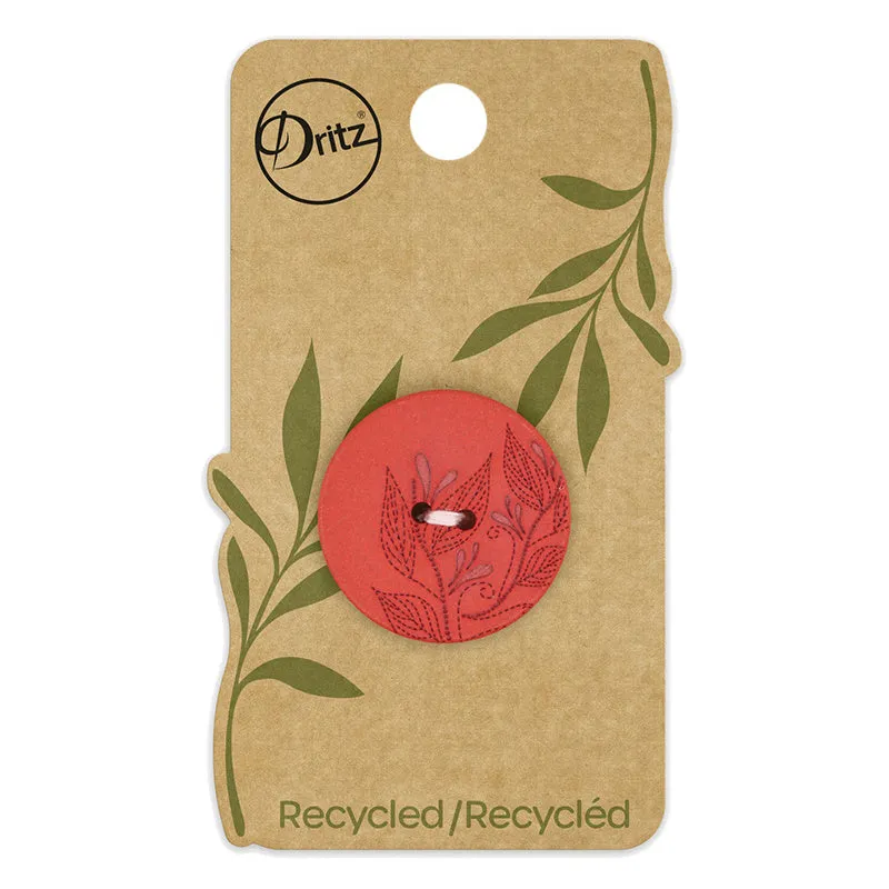Recycled Hemp 28mm Laser Button - Red
