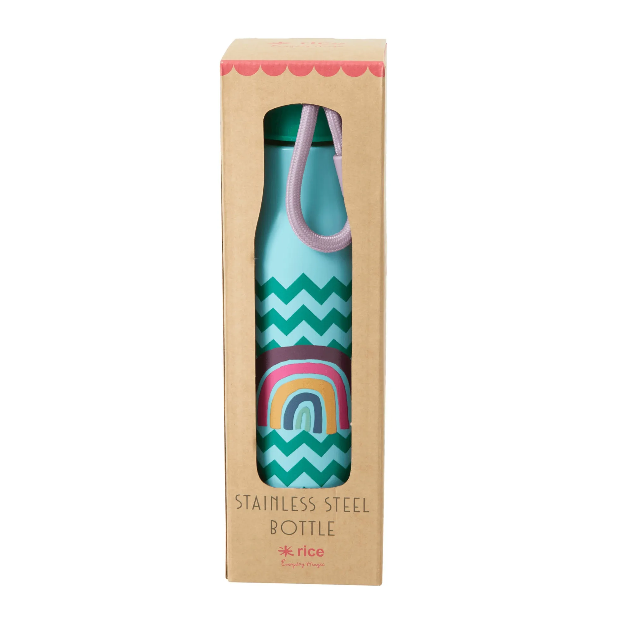Rice DK Stainless Steel Drinking Bottle with Zig Zag and Rainbow Print
