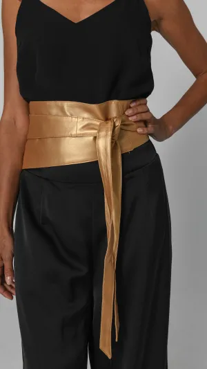 Rivka Faux Leather Wrap Belt - Gold