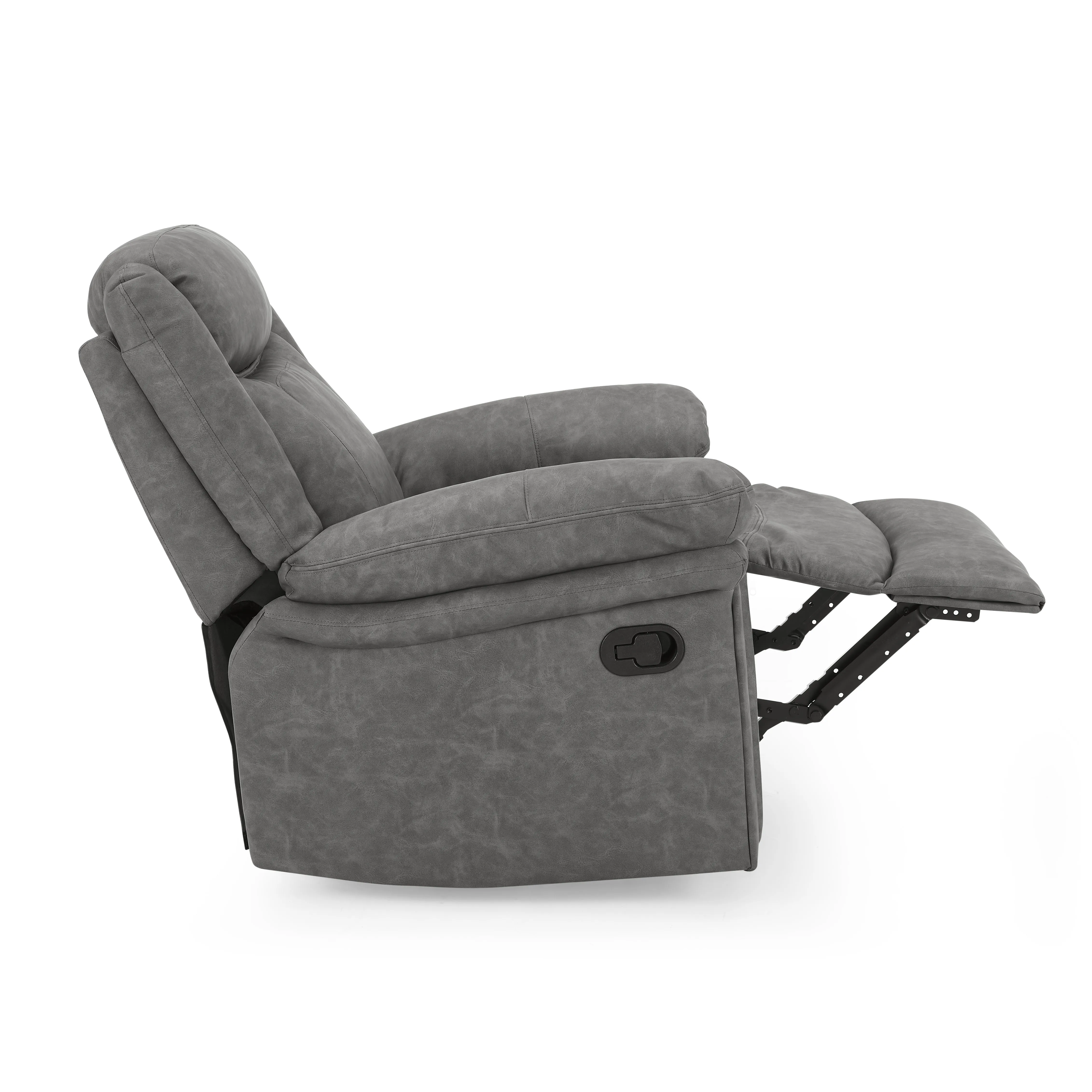 Rowan 1 Seater Manual Recliner Armchair, Grey Faux Leather