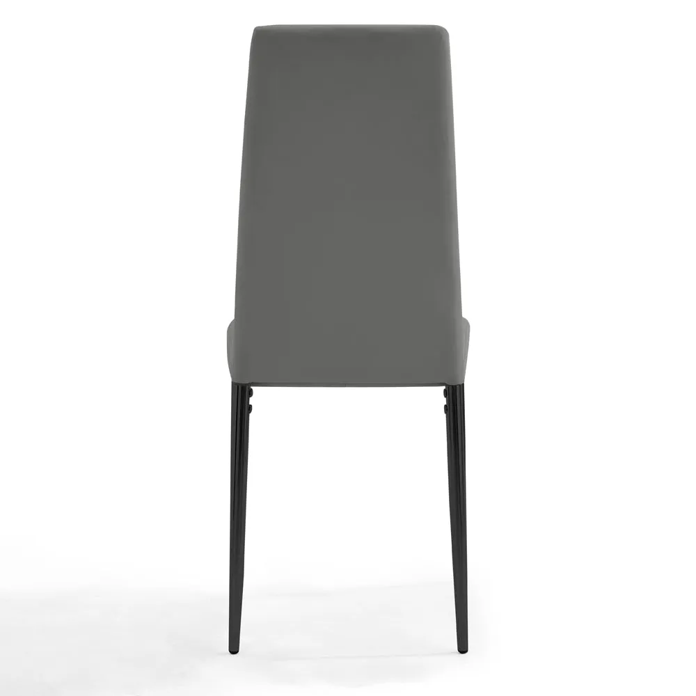 Sierra Faux Leather Dining Chair Set of 4, Grey with Black Legs