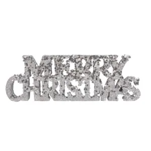 Silver Sequin Merry Christmas Sign - 30cm
