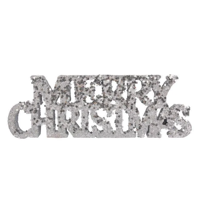 Silver Sequin Merry Christmas Sign - 30cm