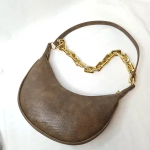 Snake Pattern Moon Crossbody Bag