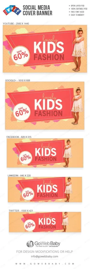 Social Media Cover Banner - Fashion for Kids For Website Marketing