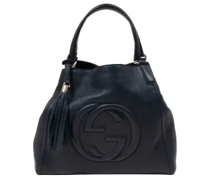 Soho Leather Tote Bag (Navy)