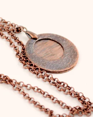 Statement hammered antique copper pendant, romantic gift for her